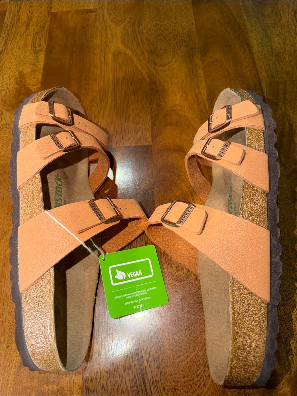 Birkenstock Women's Triple-Strap Vegan Sandals in Peach USA 10/10.5 - Picture 8 of 10